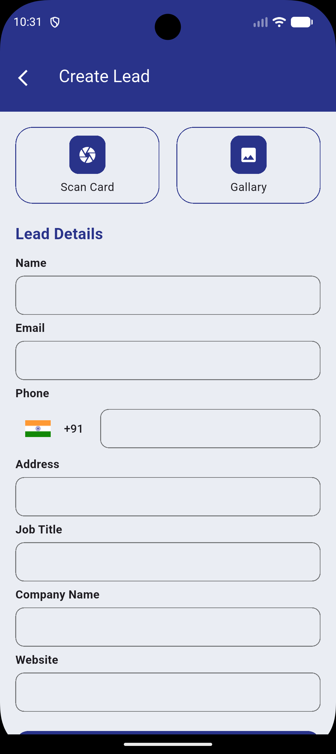 Lead Form Screen