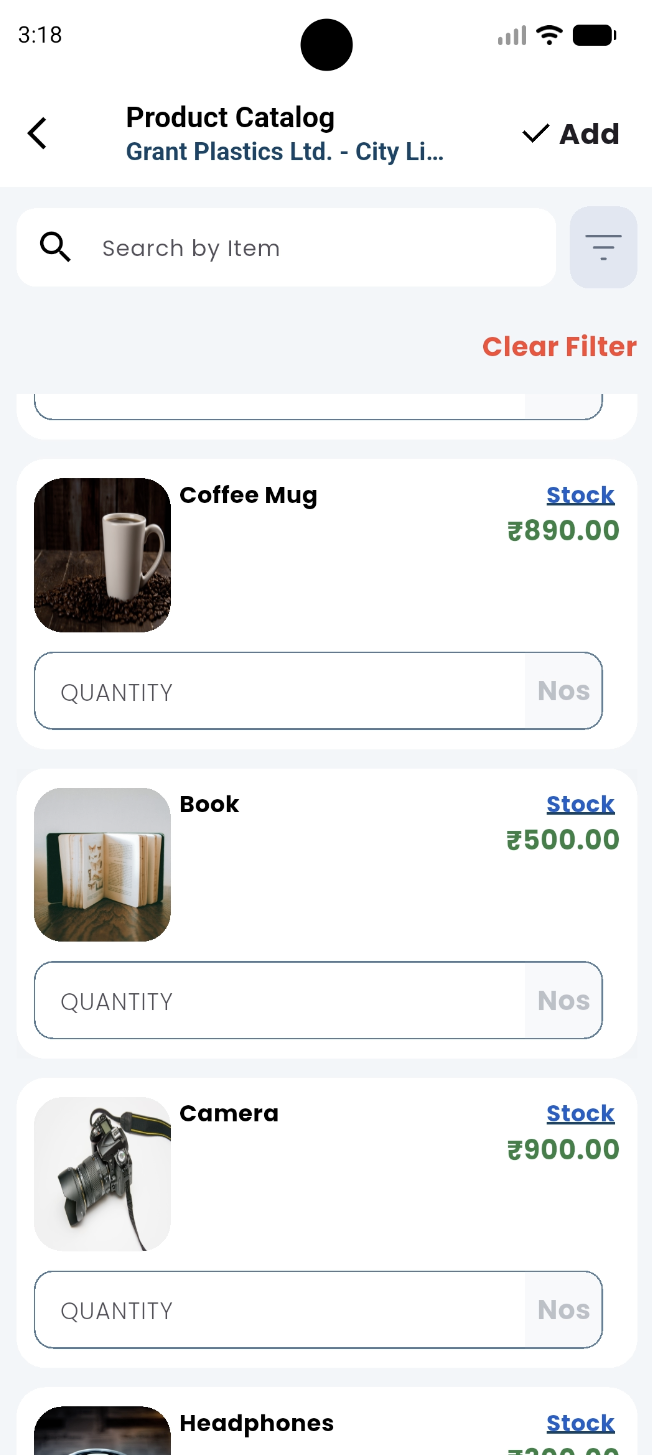 Product List Screen